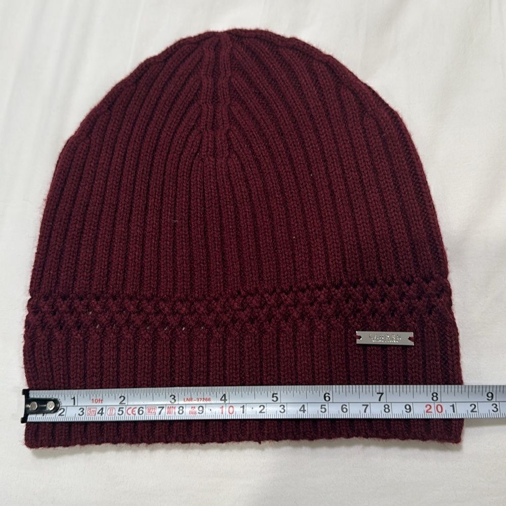RALPH LAUREN RIBBED BEANIE. BURGUNDY - Picture 5 of 6